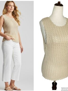 VINTAGE ESCAPADE Pointelle Knit Blouse